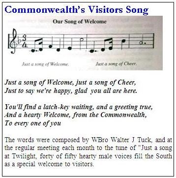 Commonwealth Lodge Vistors Song